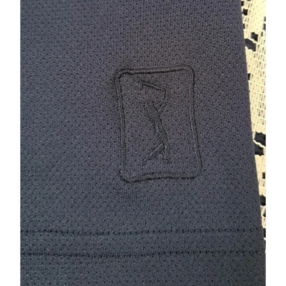 PGA Tour Airflux Golf Polo L Navy Blue Gray Accent 3 Button Short Sleeve Casual - Picture 8 of 9